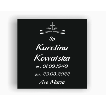 Tablica nagrobna na cmentarz 40×40 cm – kwadratowa, akrylowa, grawerowana